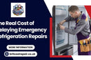 Delaying emergency refrigeration repair leads to costly damage as technician fixes fridge, highlighting risks of late action