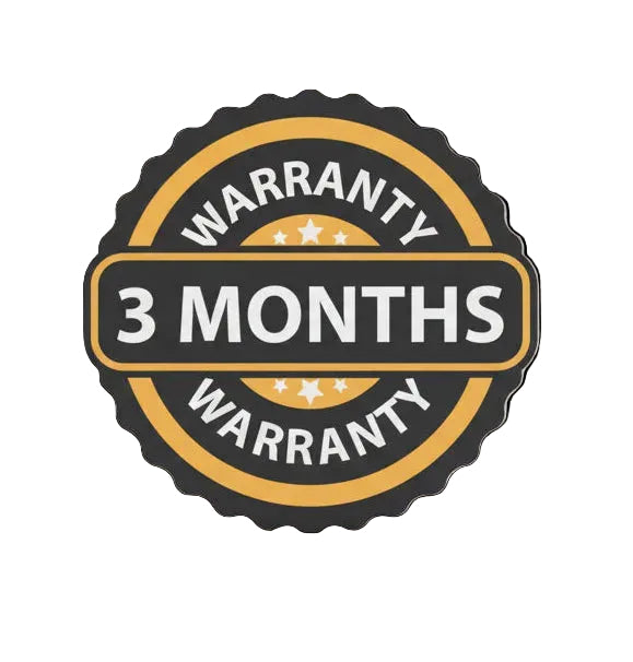 3 months warranty badge with black and yellow design